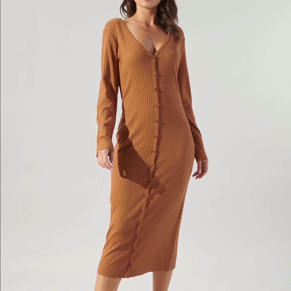 Provence Ribbed Knit Midi Cardigan Dress